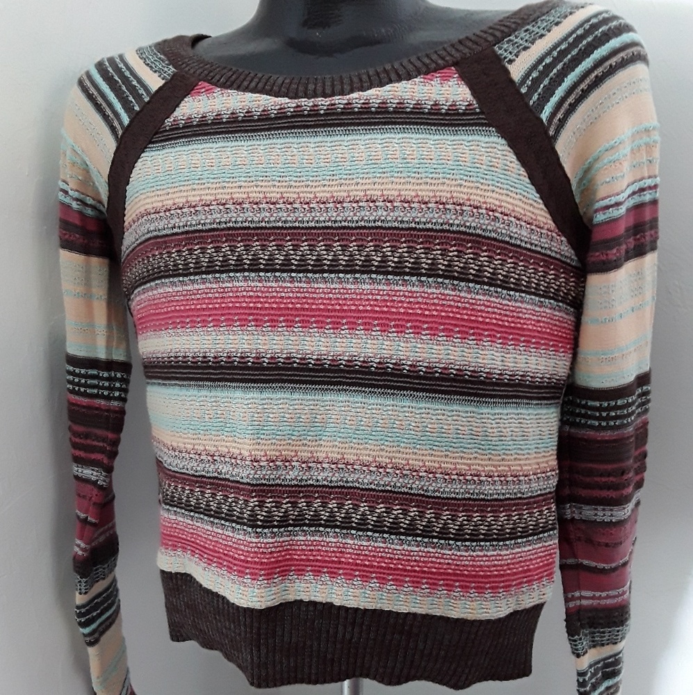 Free people women sweater multi colors strips size M